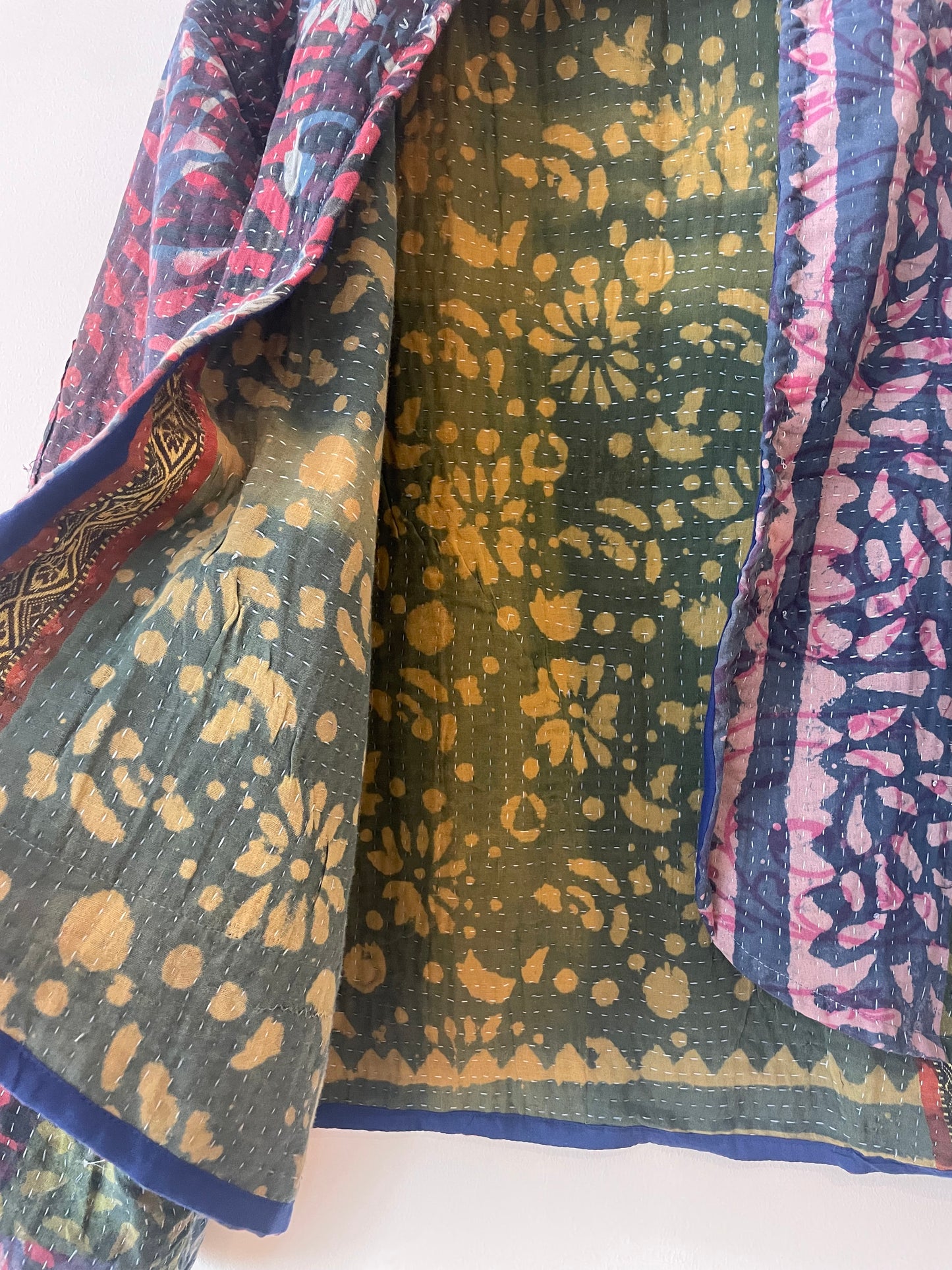 Reversible Indigo Kantha Kimono Haori Jacket 01
