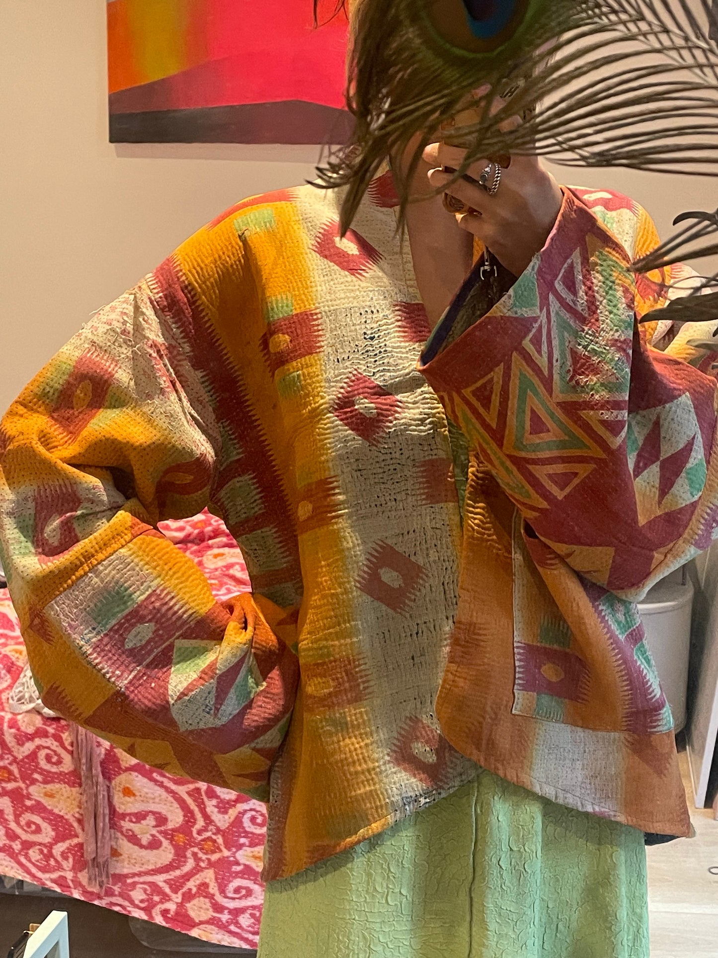 Repurposed Kantha Kimono Haori Jacket 03