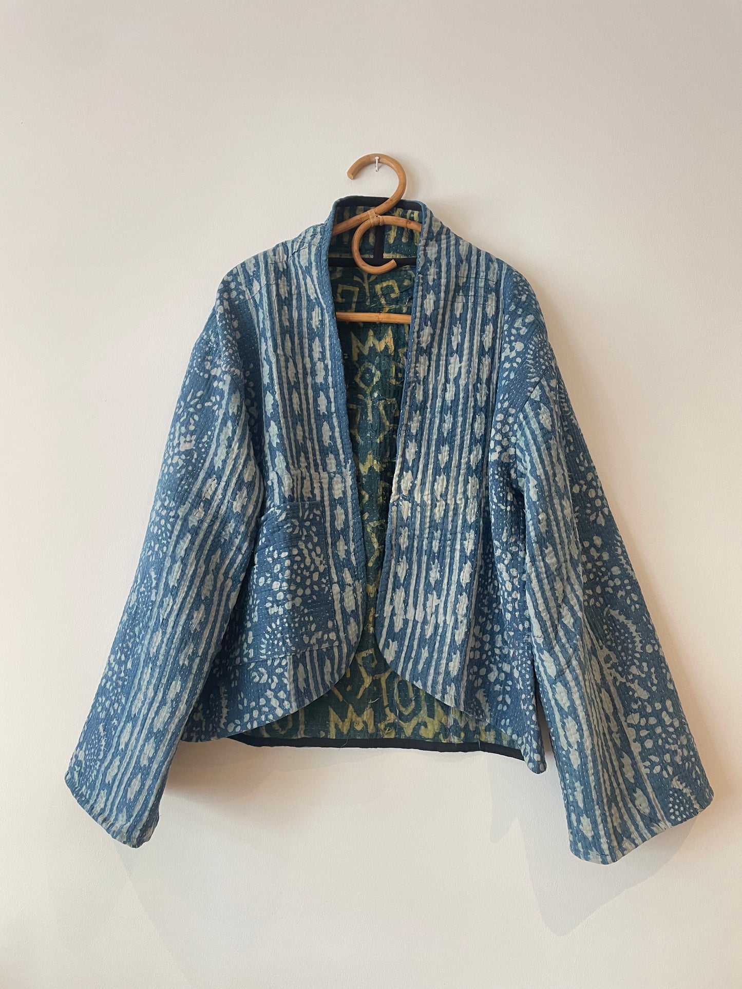 Reversible Indigo Kantha Kimono Haori Jacket 03