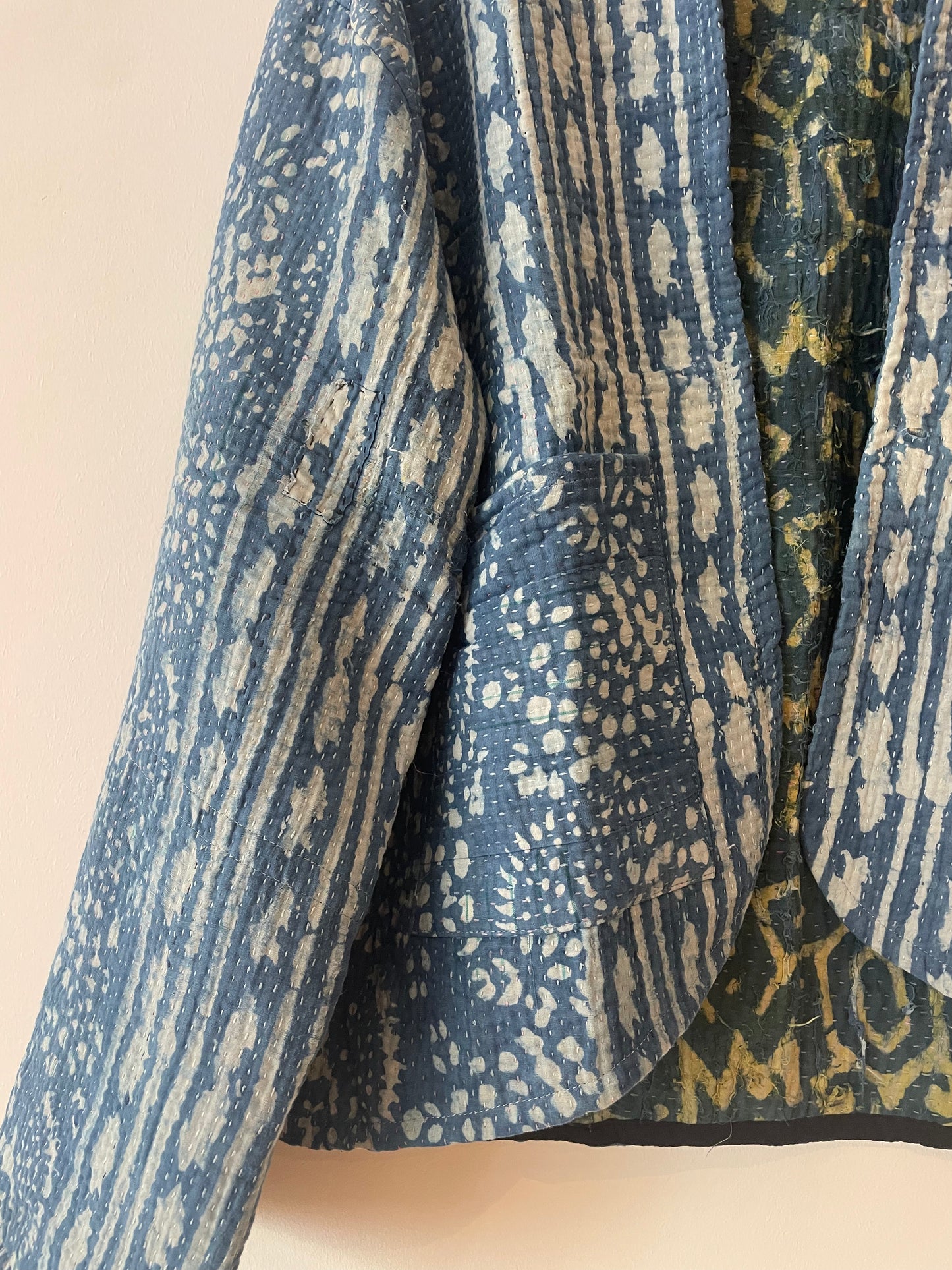 Reversible Indigo Kantha Kimono Haori Jacket 03