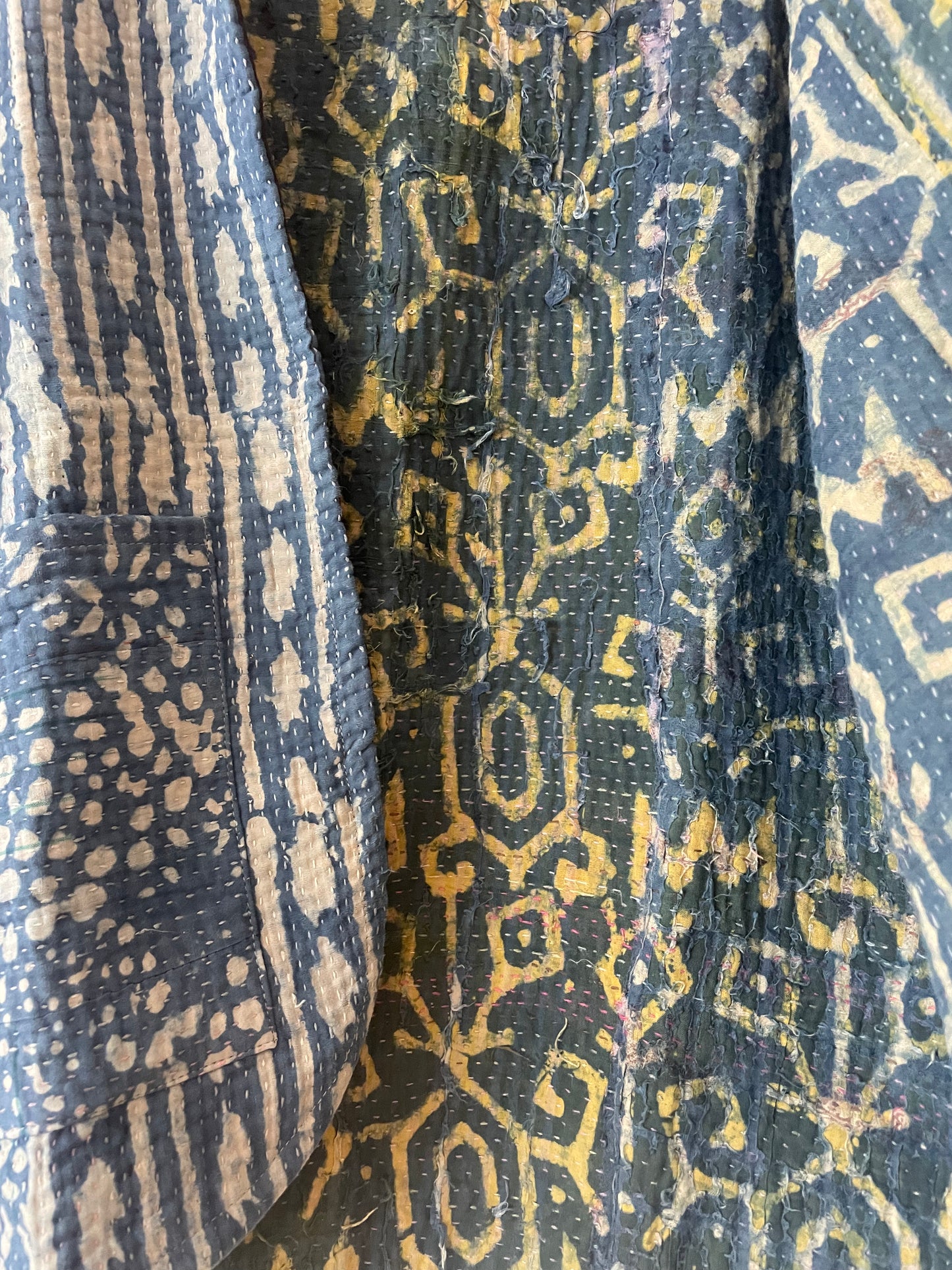 Reversible Indigo Kantha Kimono Haori Jacket 03