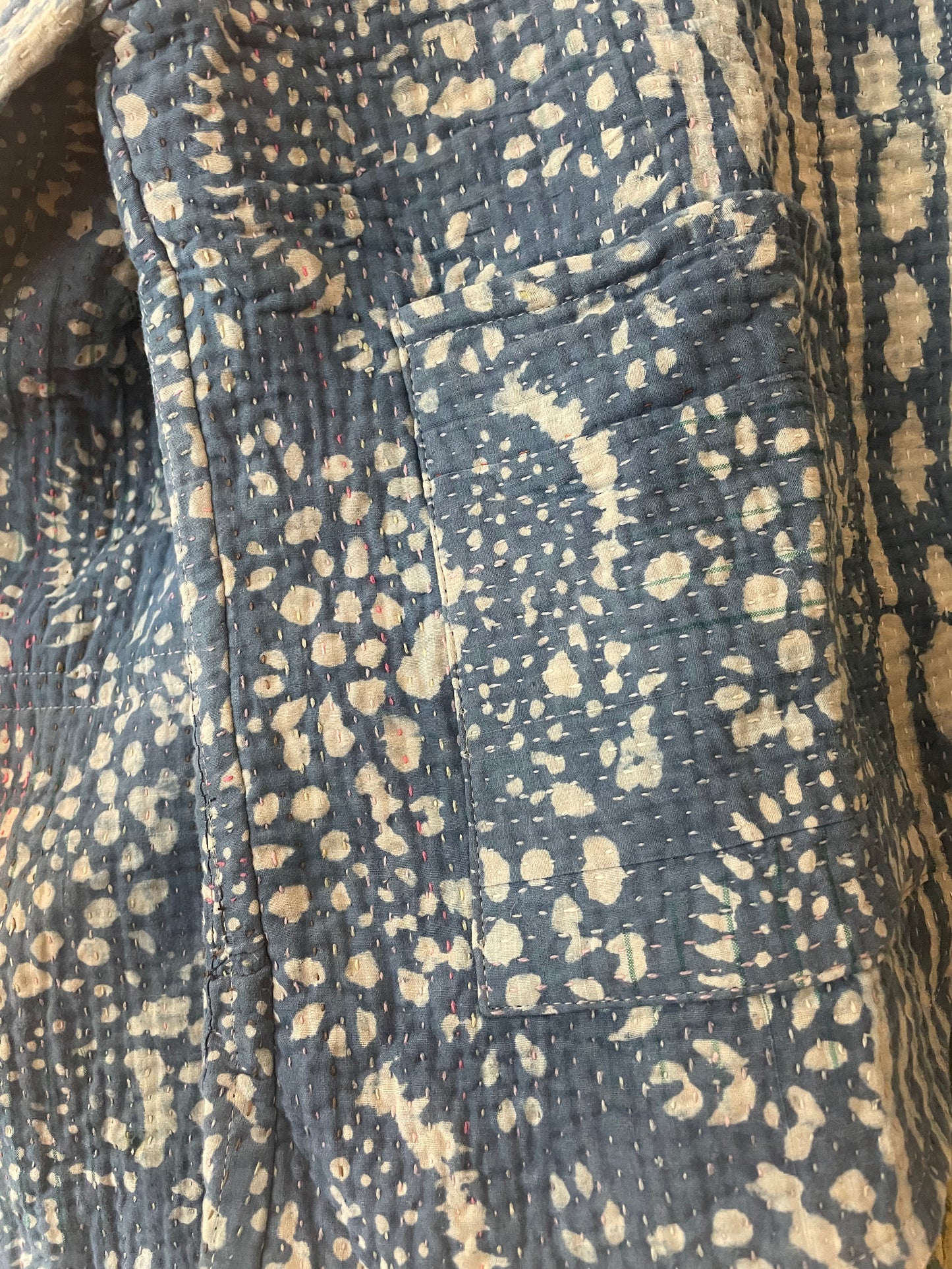 Reversible Indigo Kantha Kimono Haori Jacket 03