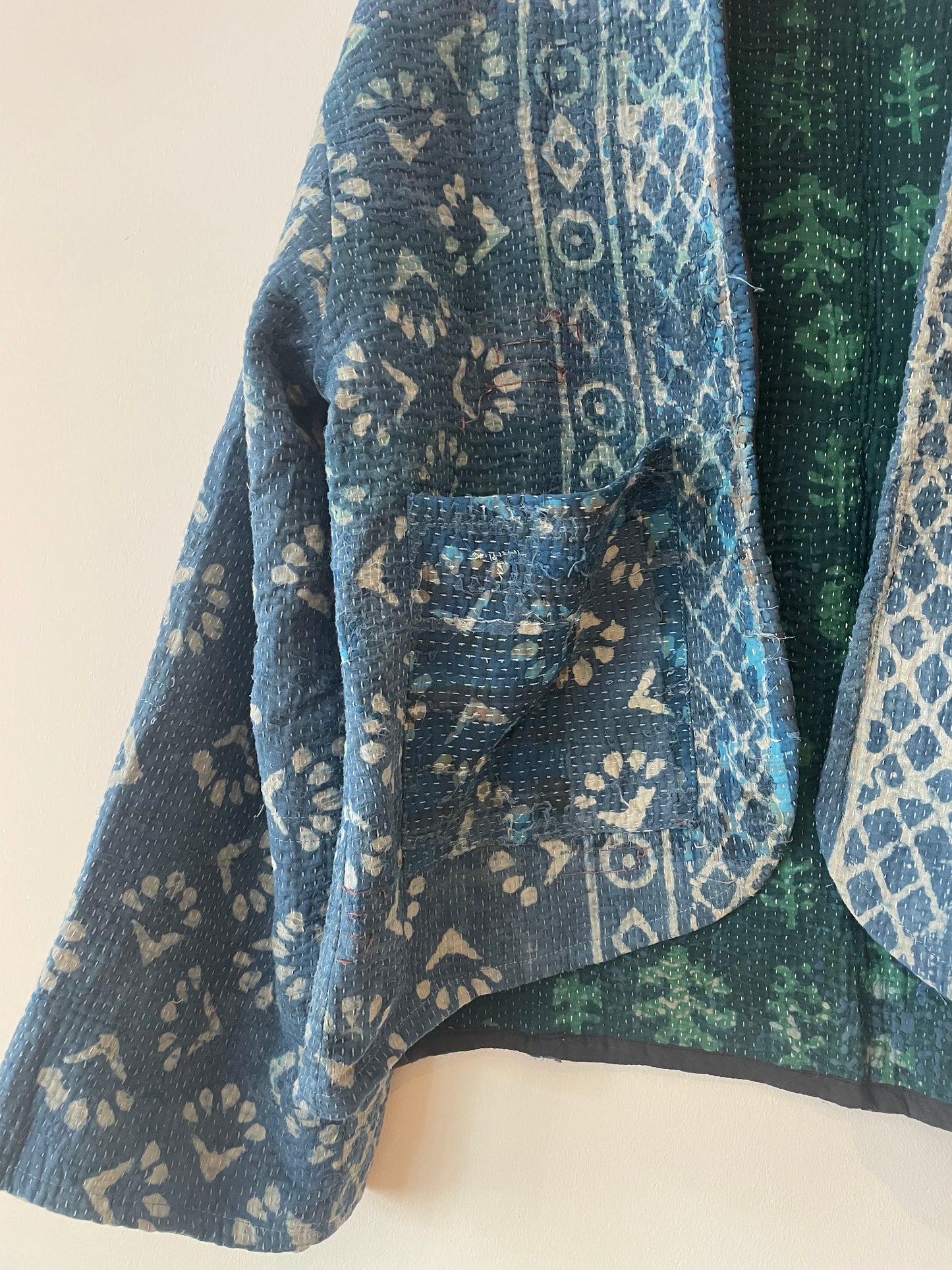 Reversible Indigo Kantha Kimono Haori Jacket 02