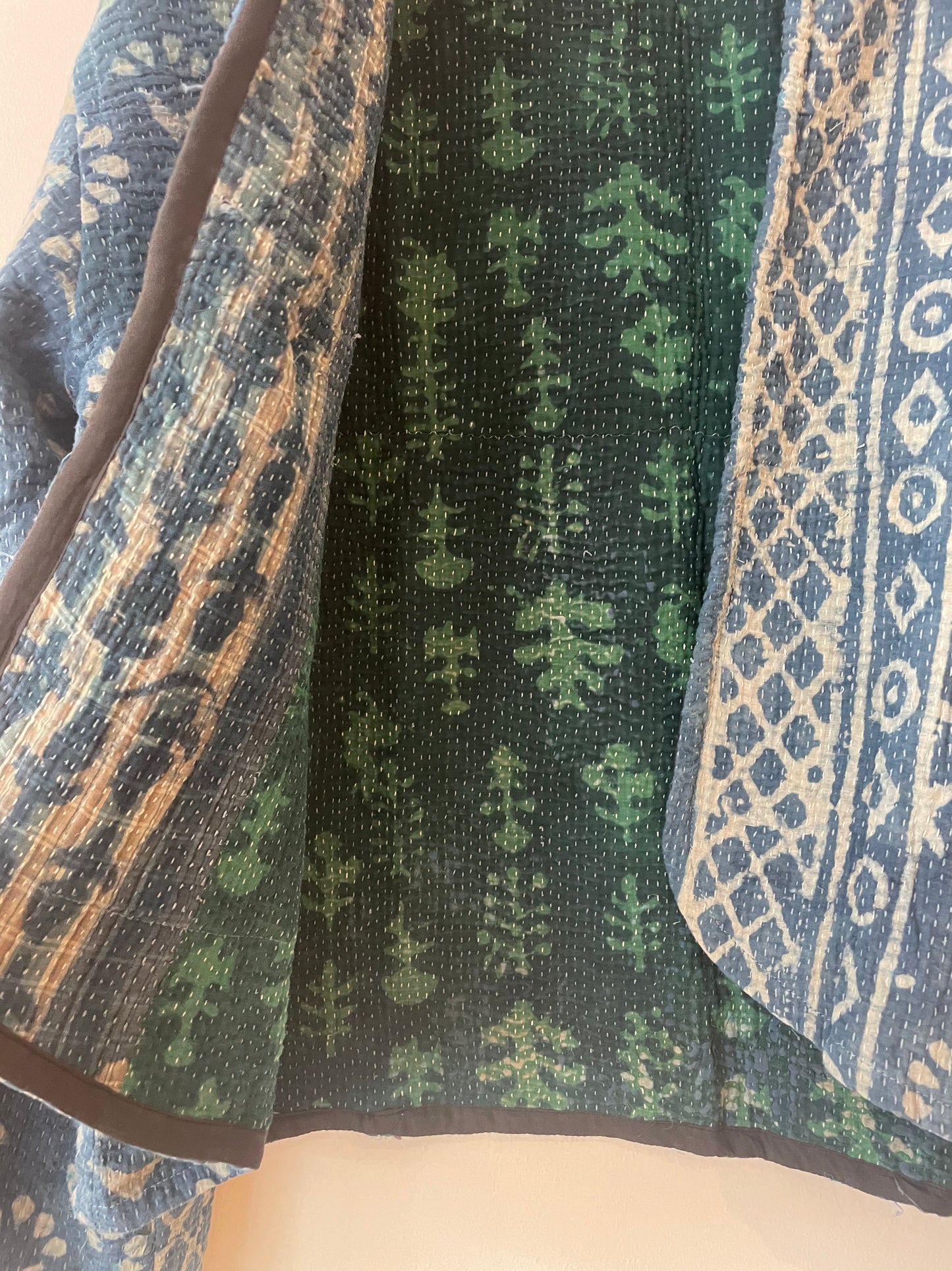 Reversible Indigo Kantha Kimono Haori Jacket 02