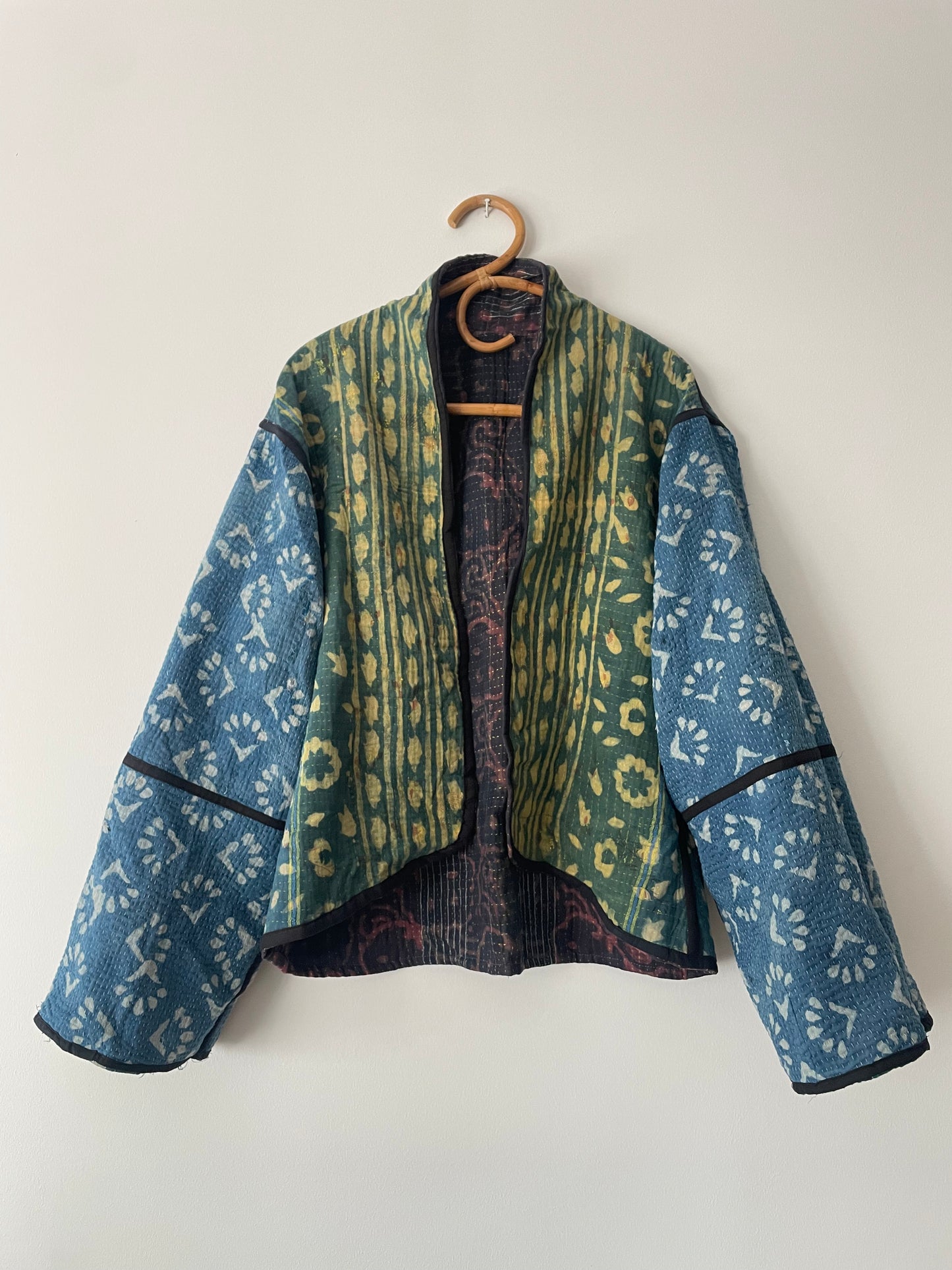 Reversible Indigo Kantha Kimono Haori Jacket 05