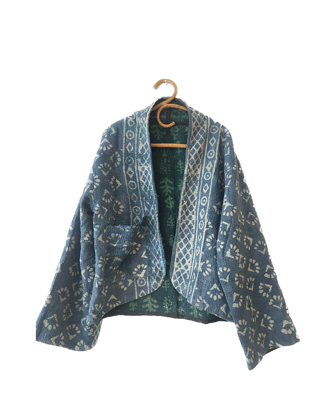 Reversible Indigo Kantha Kimono Haori Jacket 02