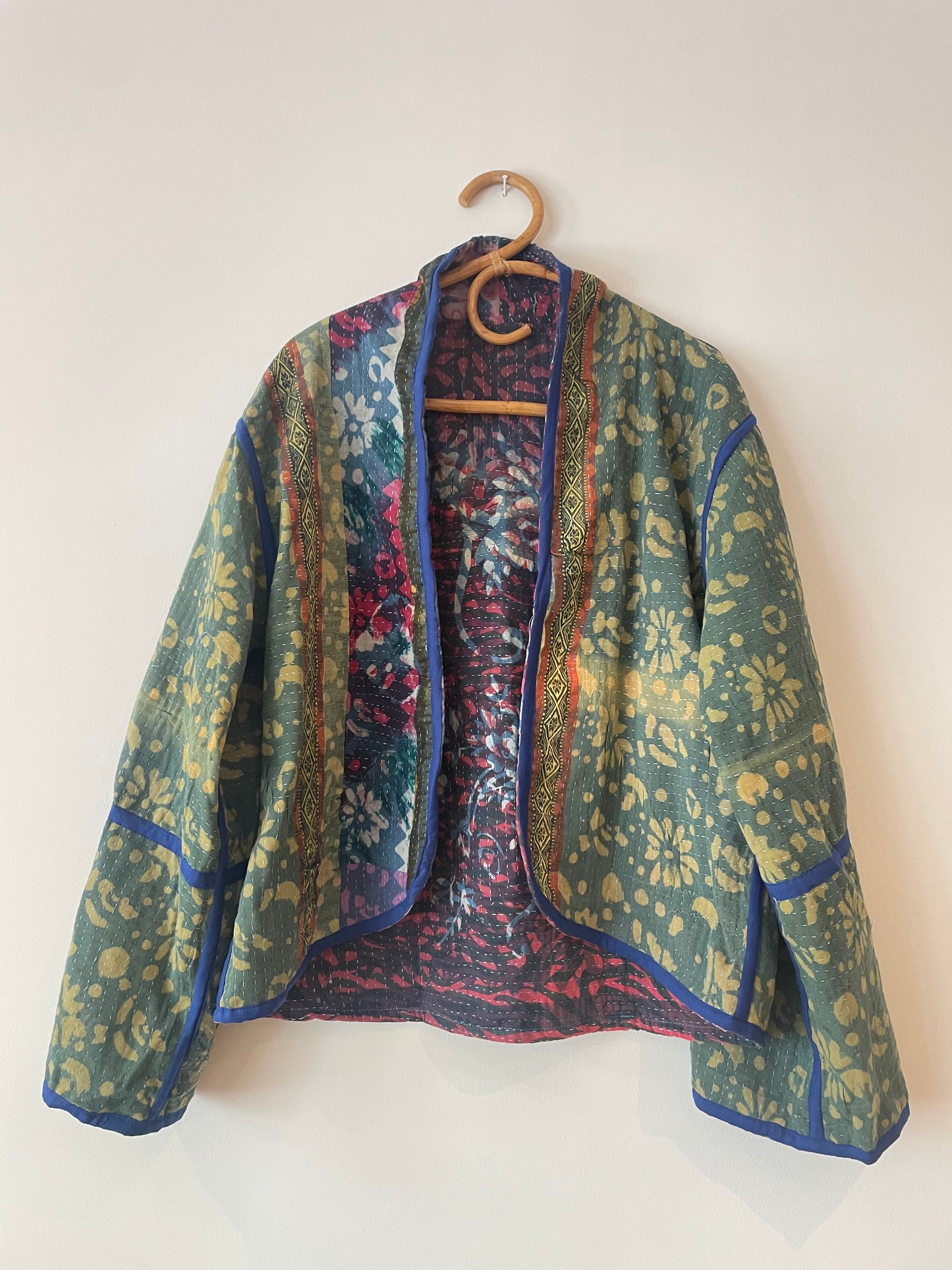 Reversible Indigo Kantha Kimono Haori Jacket 01