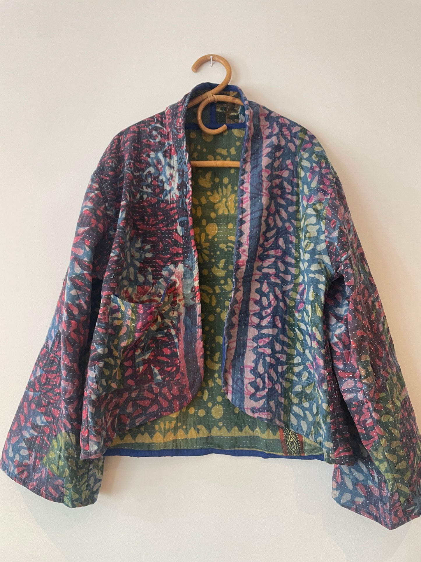 Reversible Indigo Kantha Kimono Haori Jacket 01