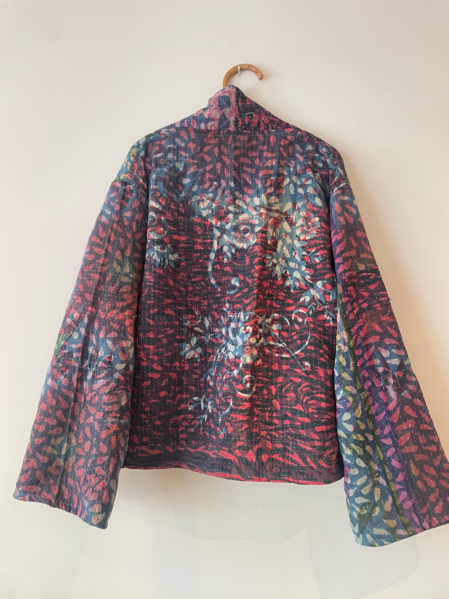 Reversible Indigo Kantha Kimono Haori Jacket 01