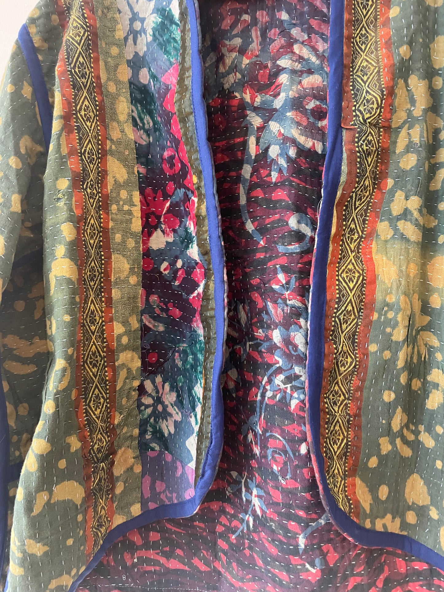 Reversible Indigo Kantha Kimono Haori Jacket 01