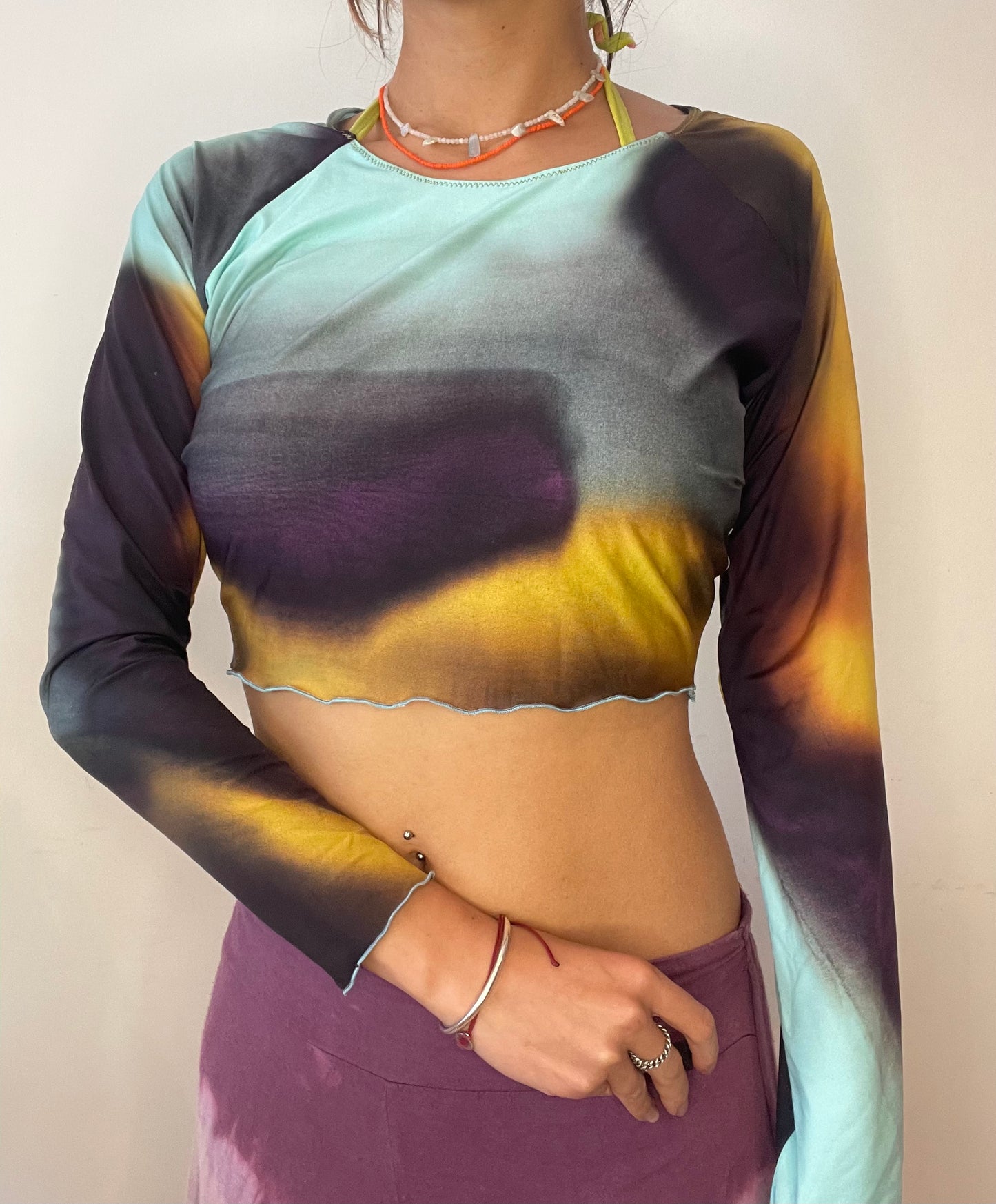 cropped rash guard : size S / earthy
