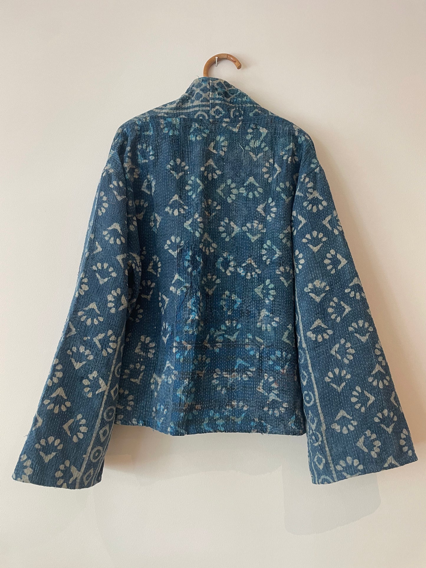 Reversible Indigo Kantha Kimono Haori Jacket 02