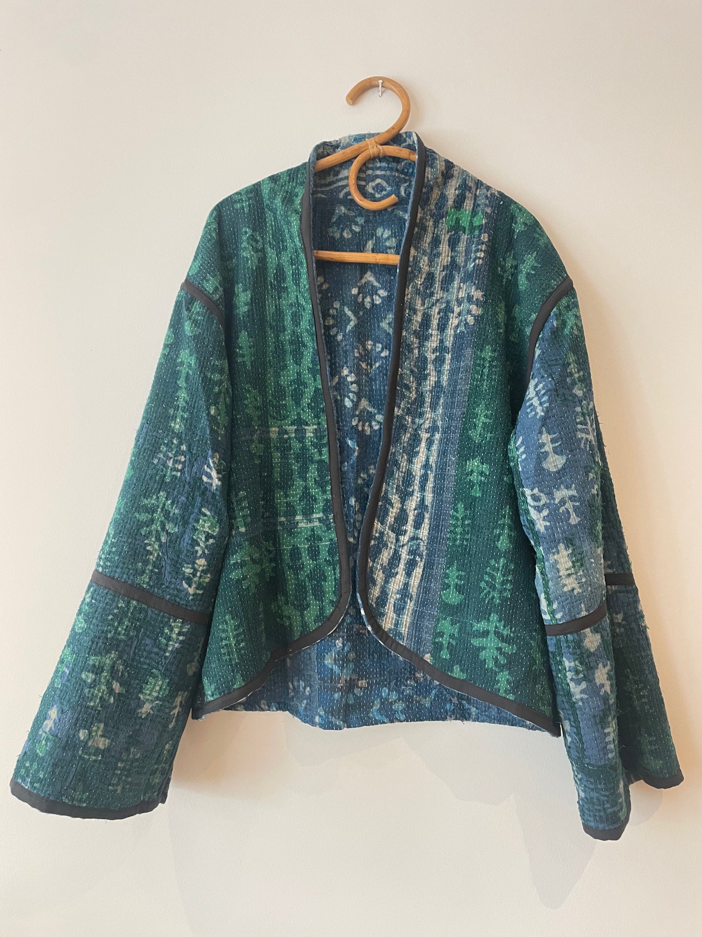 Reversible Indigo Kantha Kimono Haori Jacket 02