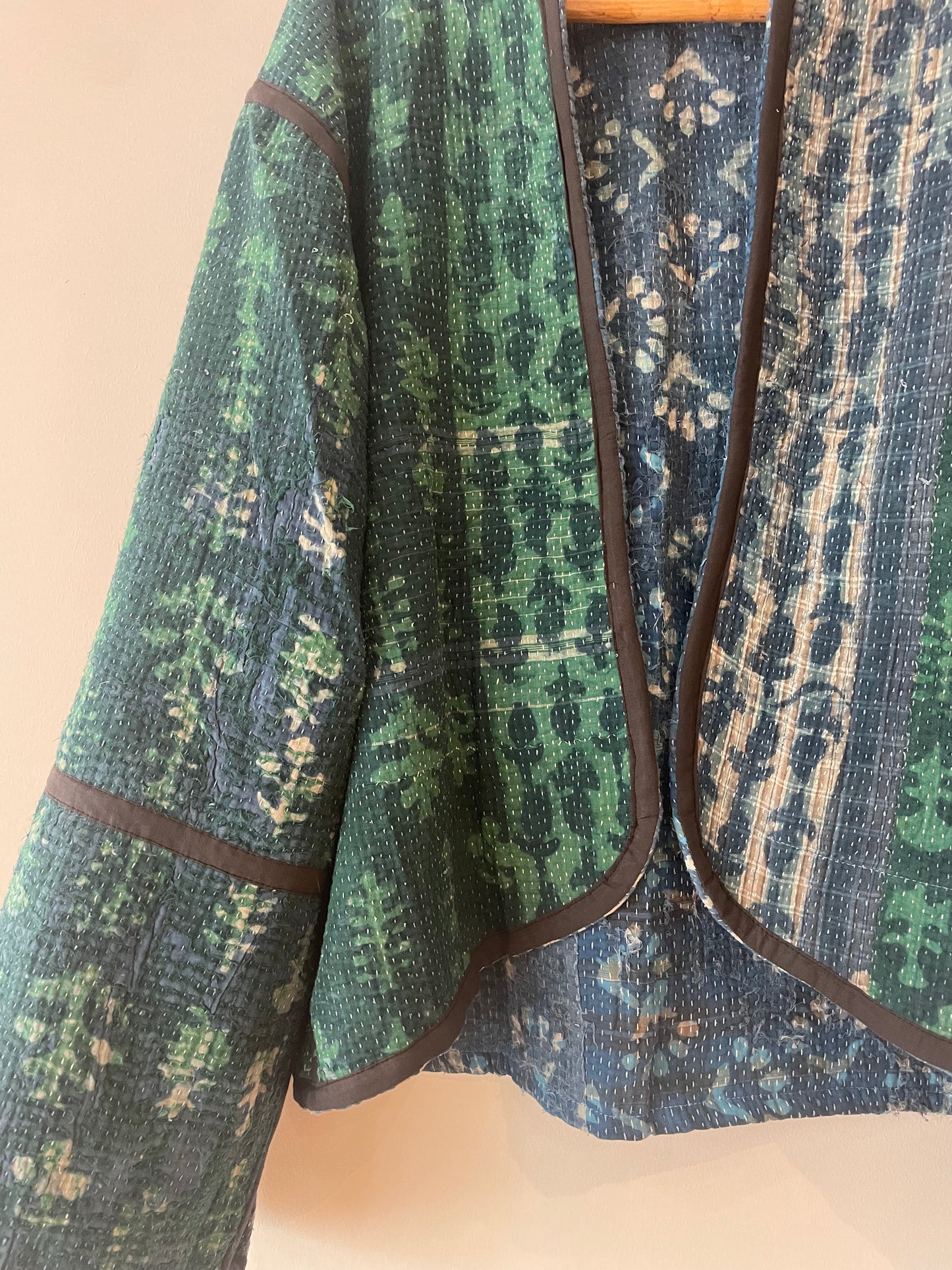 Reversible Indigo Kantha Kimono Haori Jacket 02