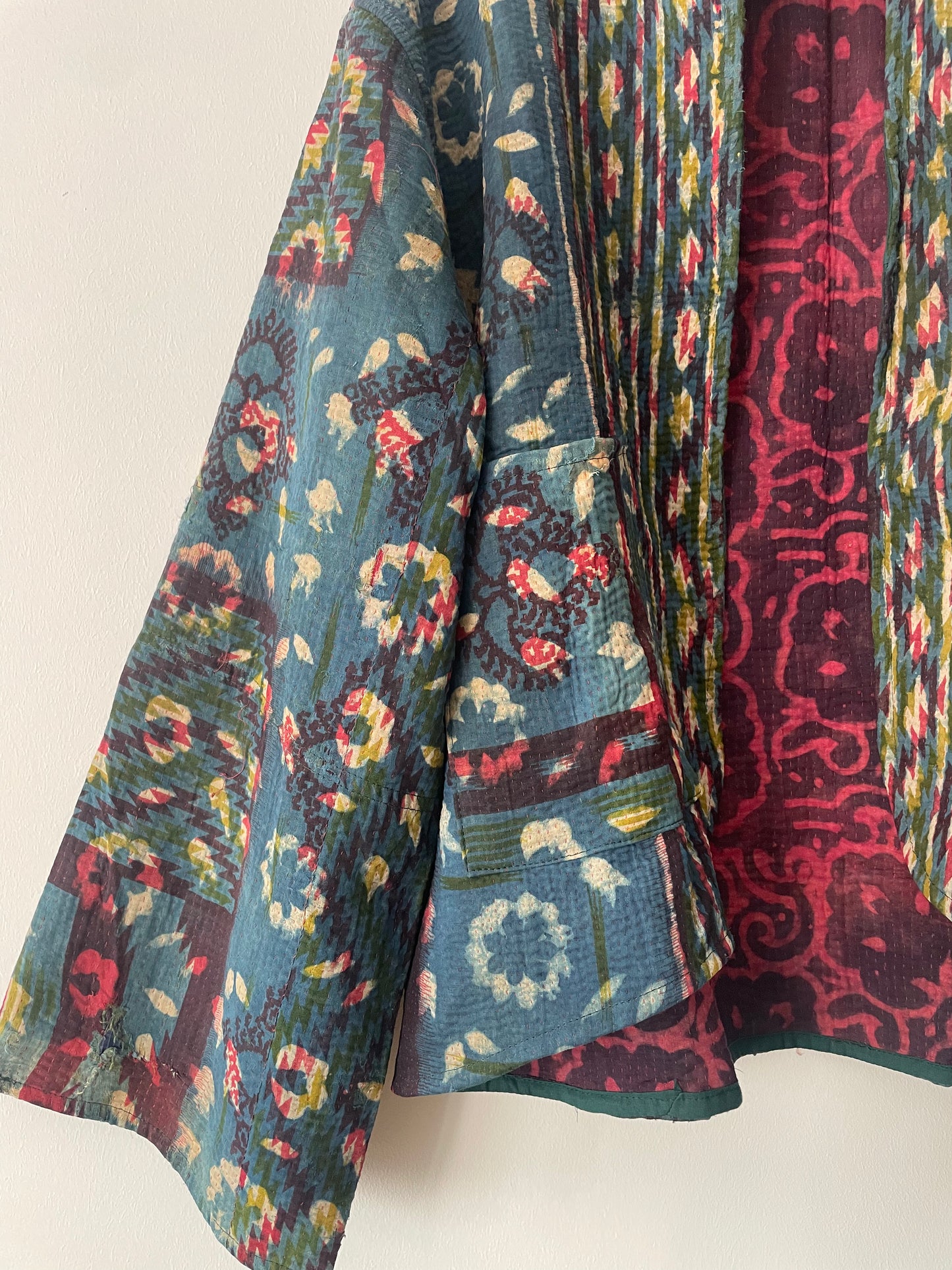 Reversible Indigo Kantha Kimono Haori Jacket 04