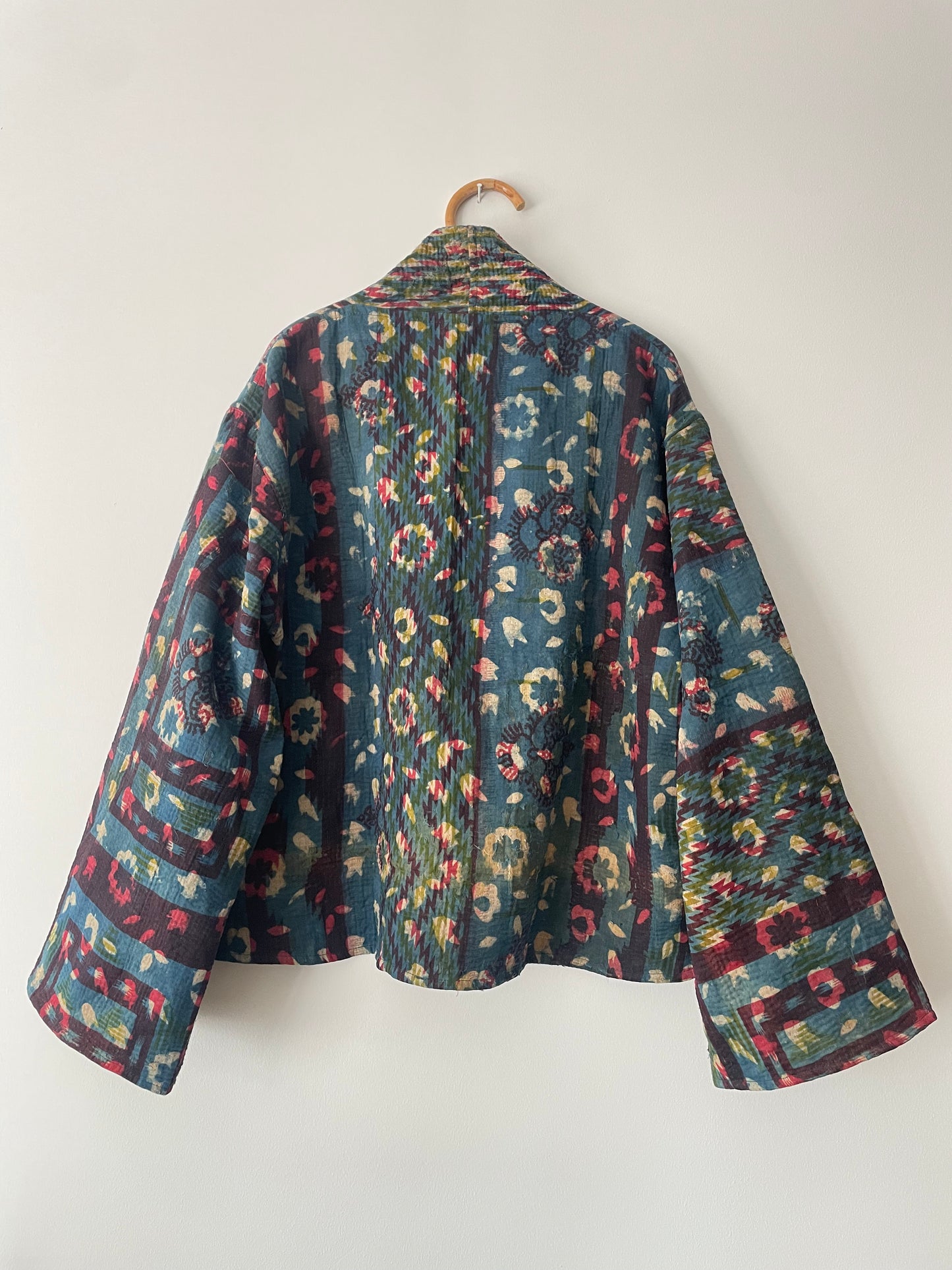 Reversible Indigo Kantha Kimono Haori Jacket 04