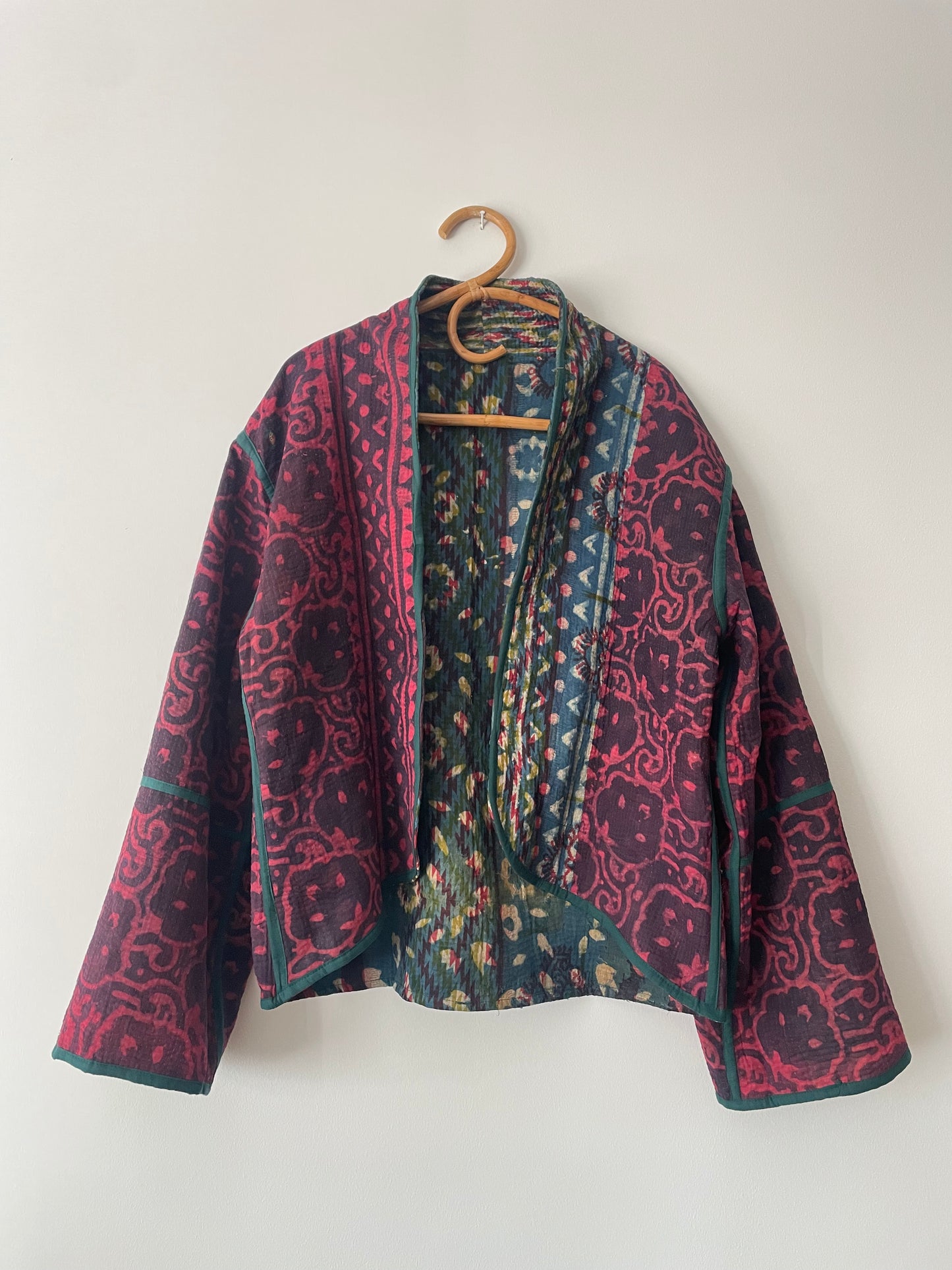 Reversible Indigo Kantha Kimono Haori Jacket 04