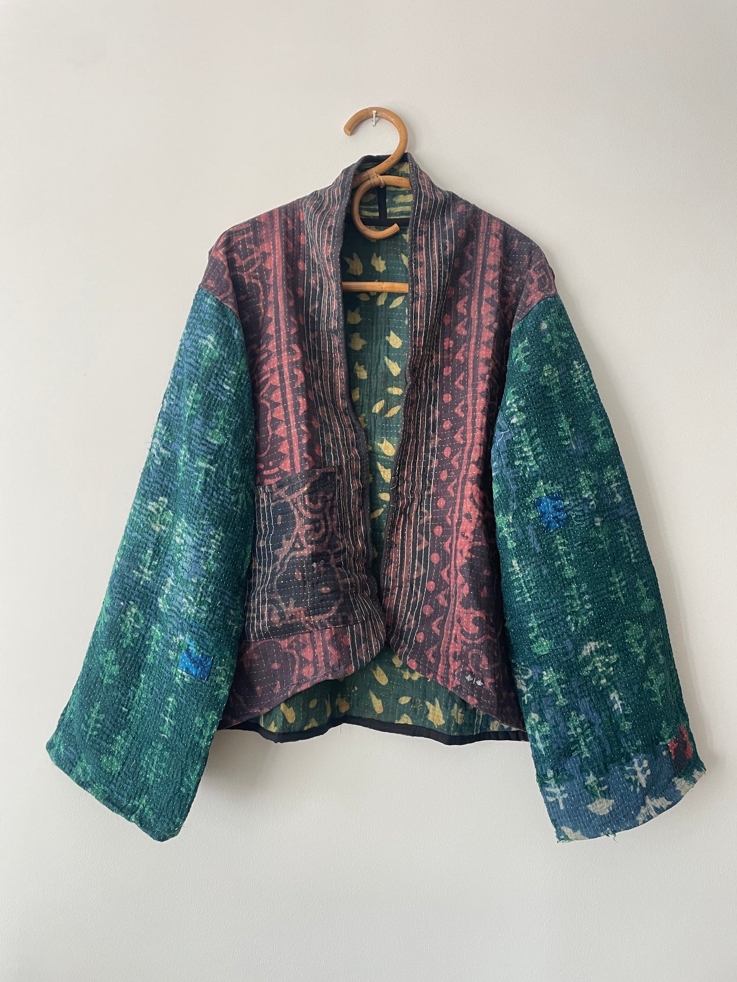 Reversible Indigo Kantha Kimono Haori Jacket 05