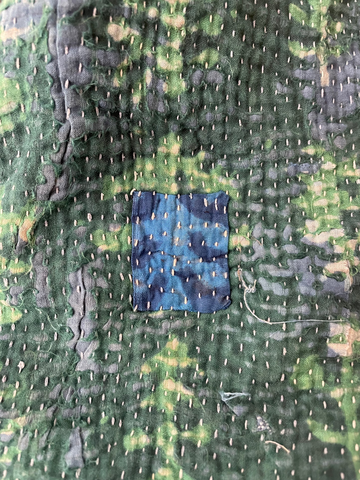 Reversible Indigo Kantha Kimono Haori Jacket 05