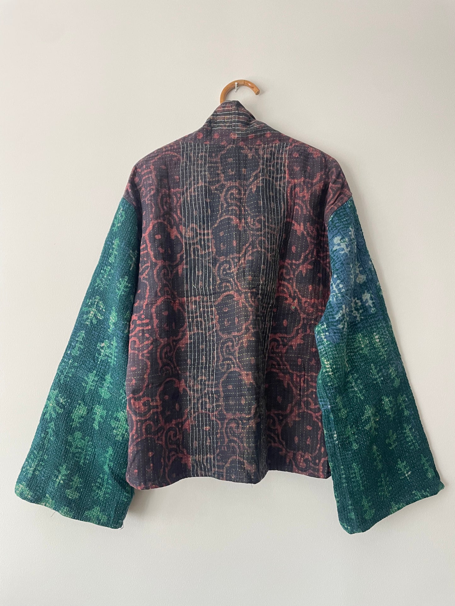 Reversible Indigo Kantha Kimono Haori Jacket 05