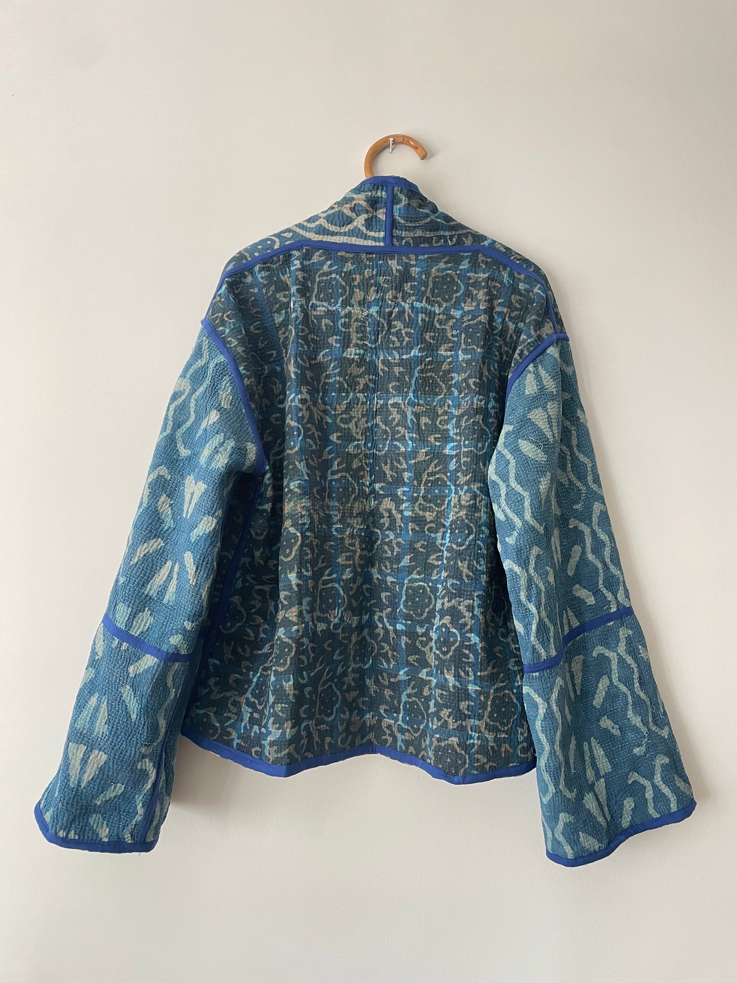 Reversible Indigo Kantha Kimono Haori Jacket 06