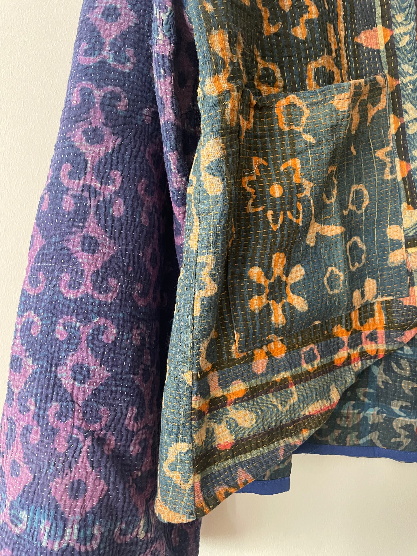 Reversible Indigo Kantha Kimono Haori Jacket 06