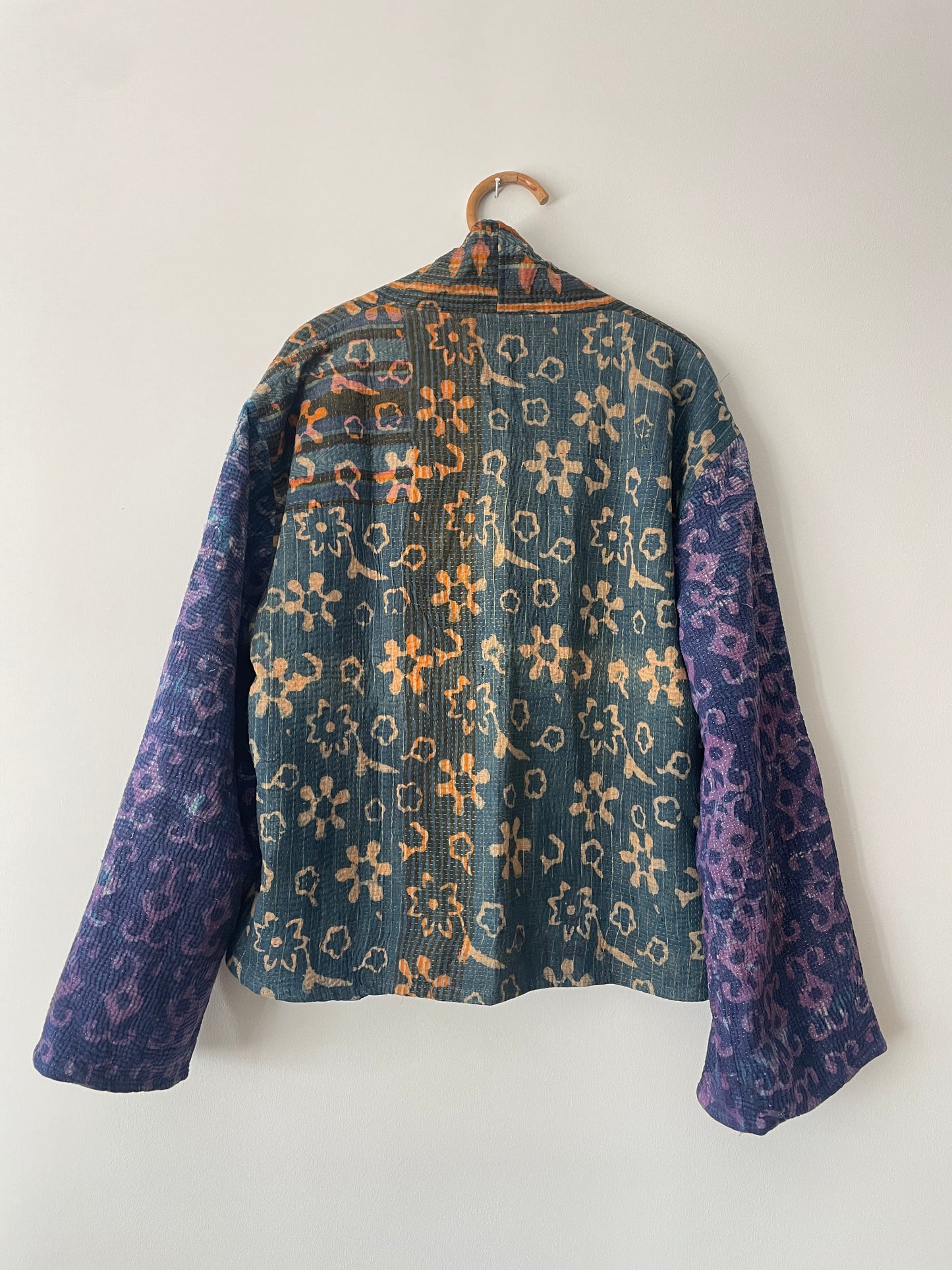 Reversible Indigo Kantha Kimono Haori Jacket 06