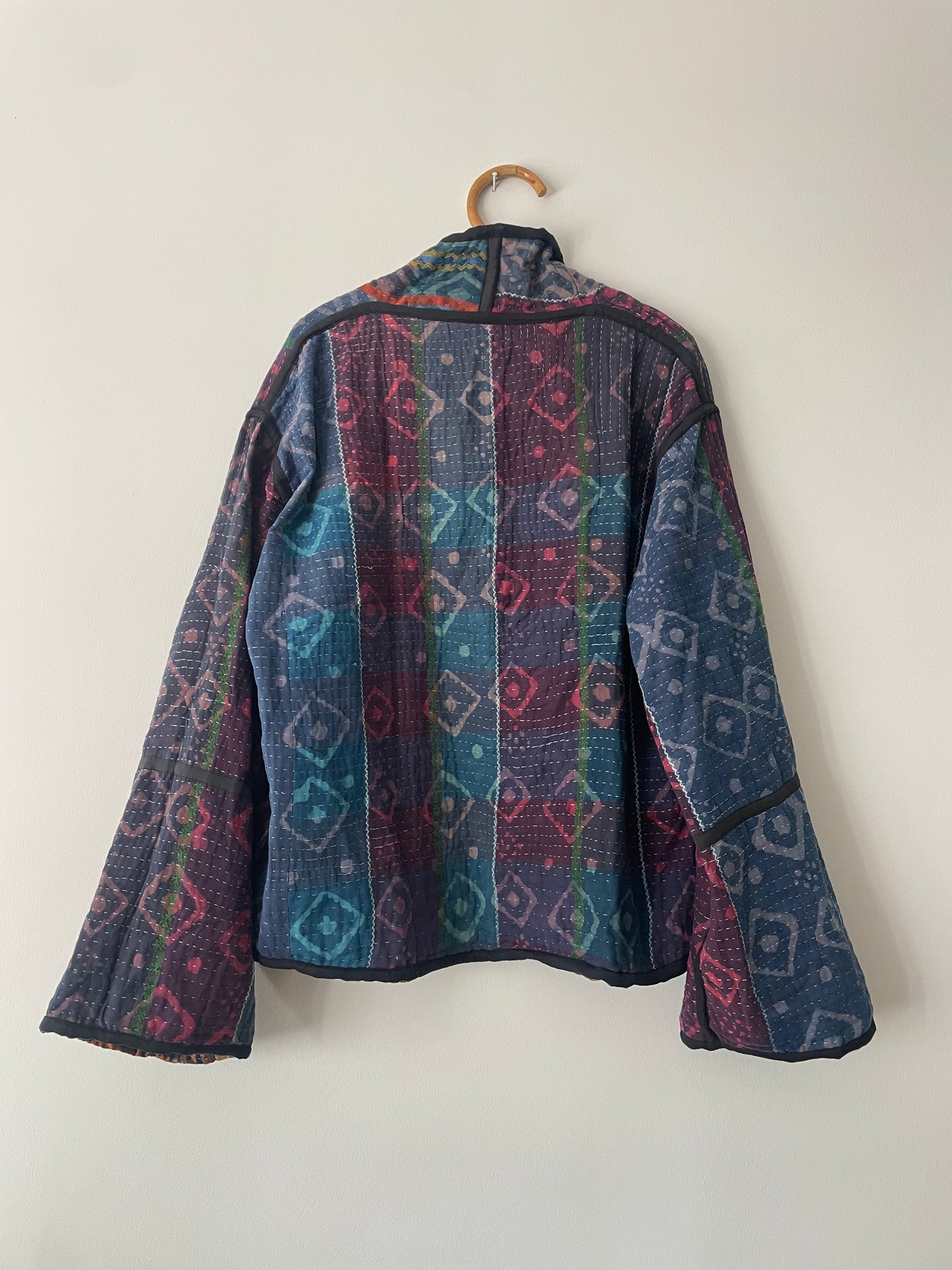 Reversible Indigo Kantha Kimono Haori Jacket 07