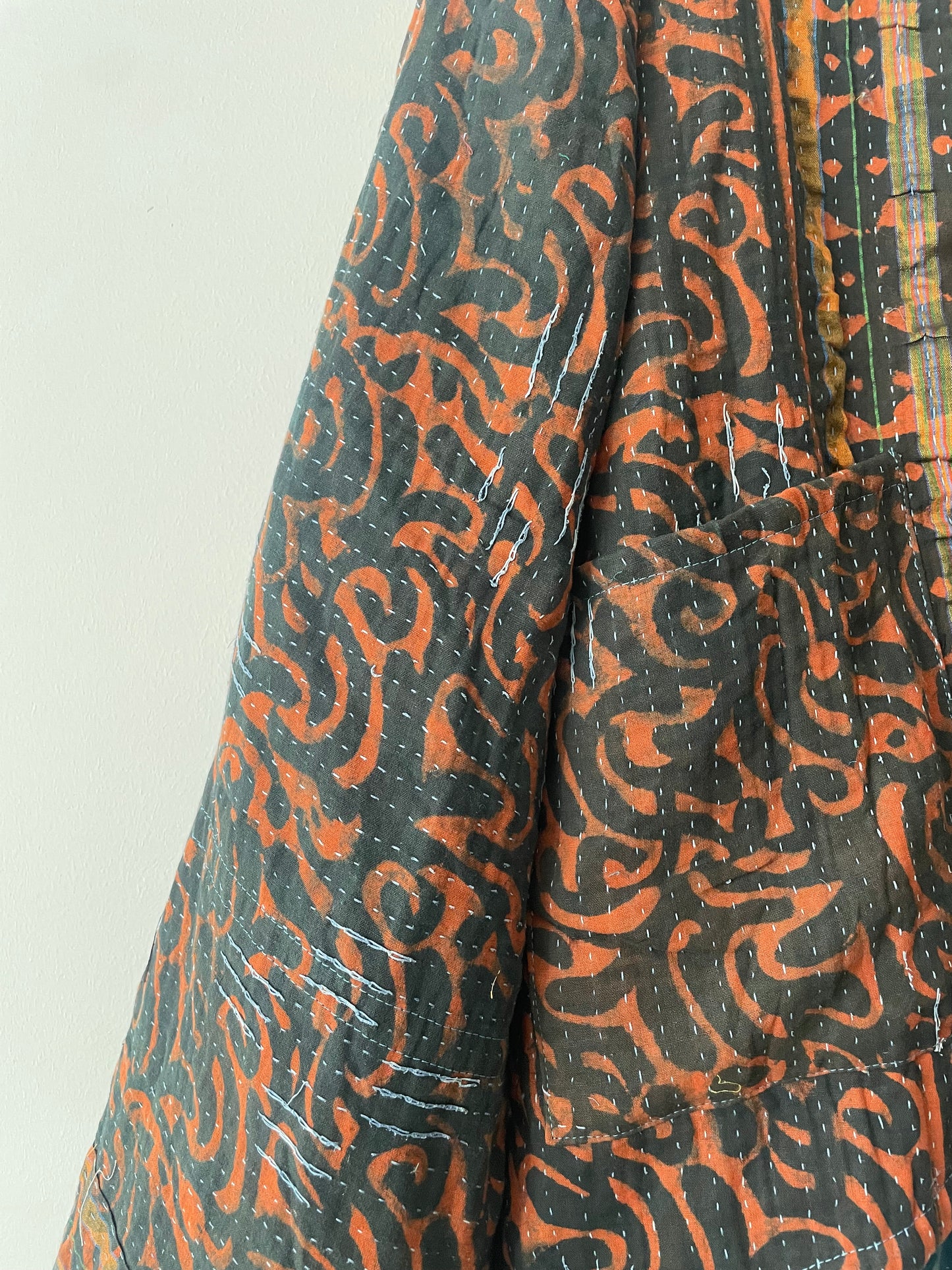 Reversible Indigo Kantha Kimono Haori Jacket 07