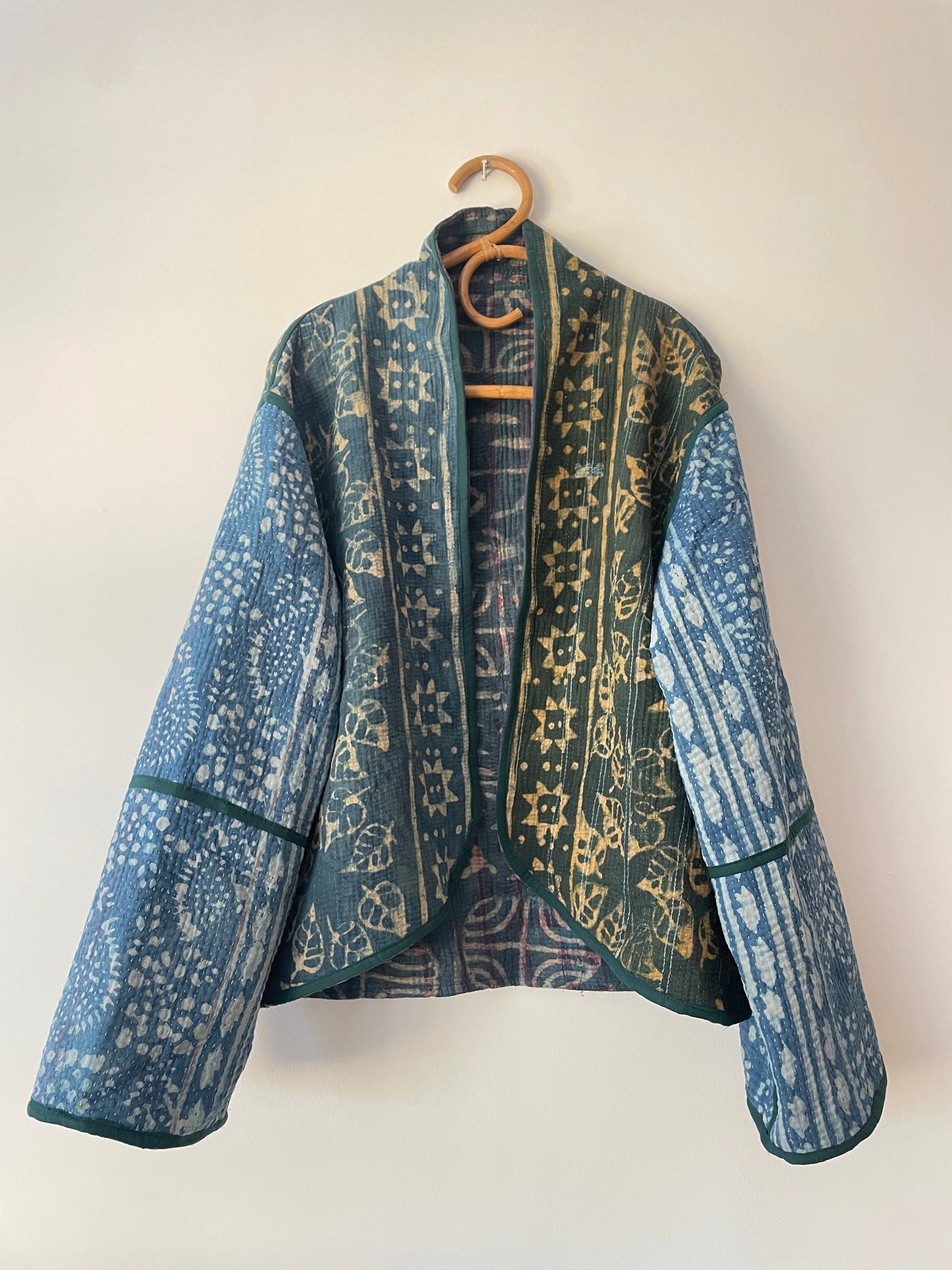 Reversible Indigo Kantha Kimono Haori Jacket 08