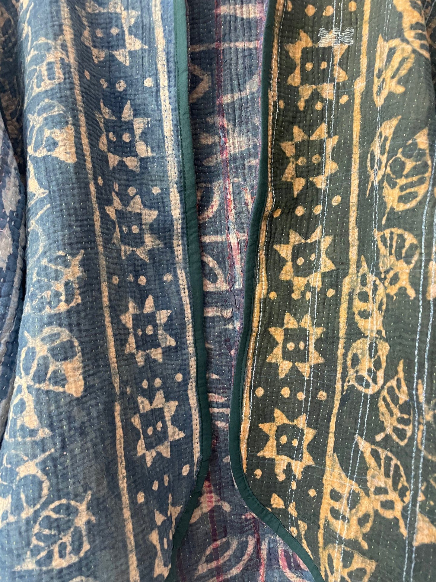 Reversible Indigo Kantha Kimono Haori Jacket 08