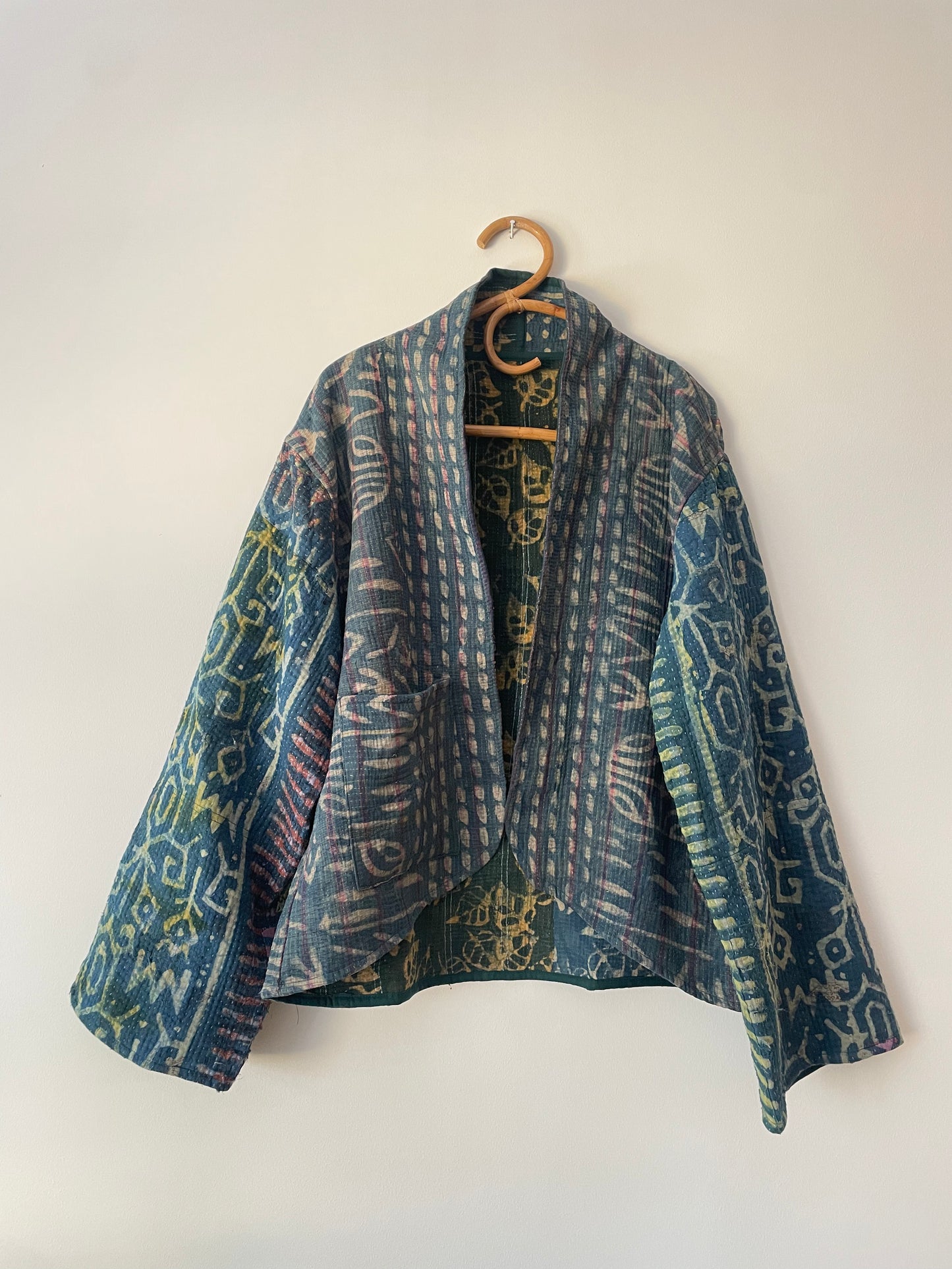 Reversible Indigo Kantha Kimono Haori Jacket 08