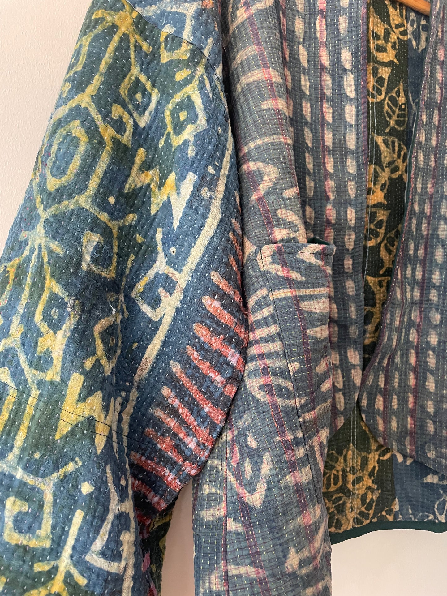 Reversible Indigo Kantha Kimono Haori Jacket 08
