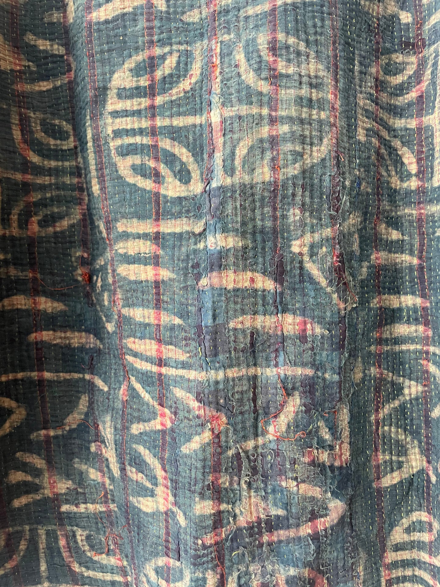 Reversible Indigo Kantha Kimono Haori Jacket 08