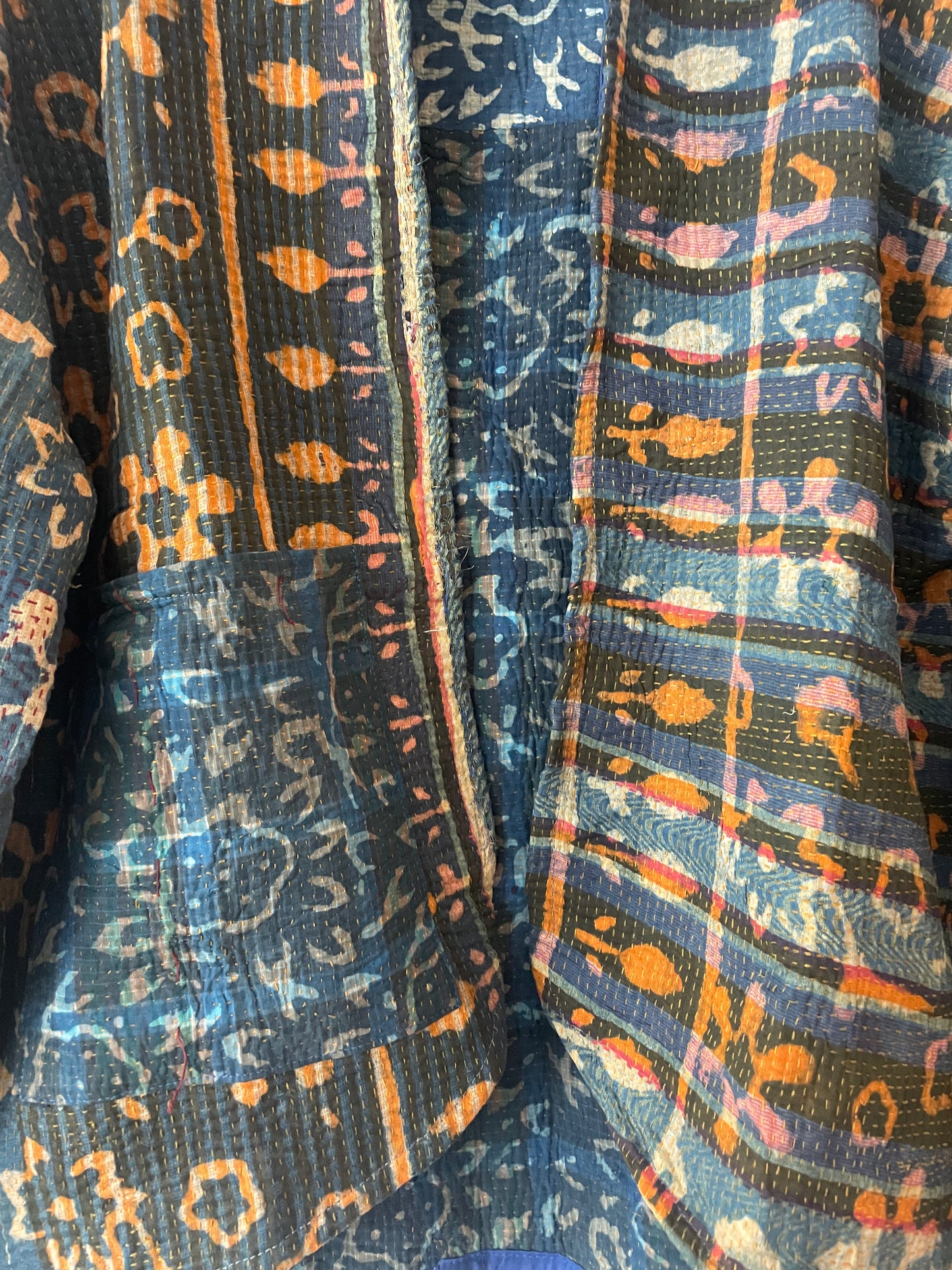 Reversible Indigo Kantha Kimono Haori Jacket 09