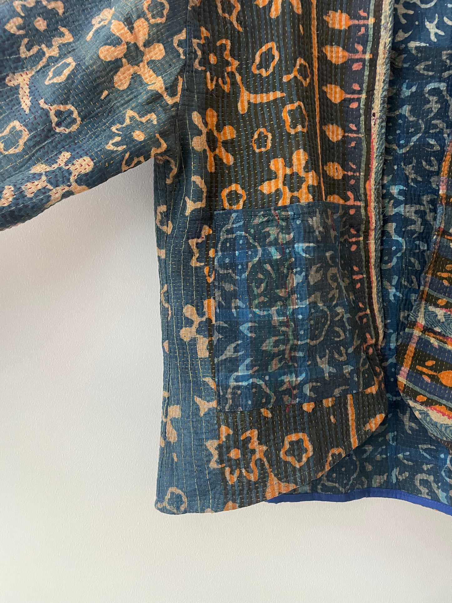 Reversible Indigo Kantha Kimono Haori Jacket 09