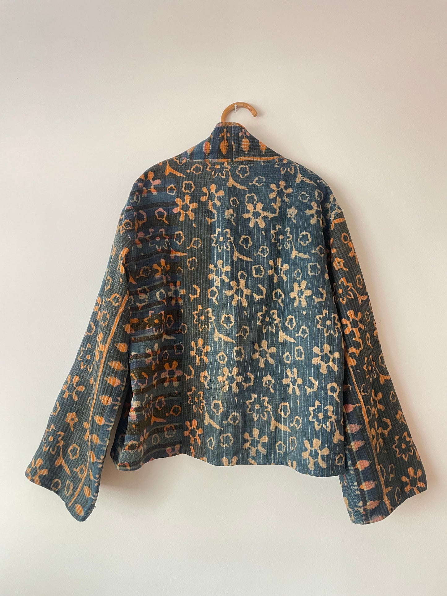 Reversible Indigo Kantha Kimono Haori Jacket 09