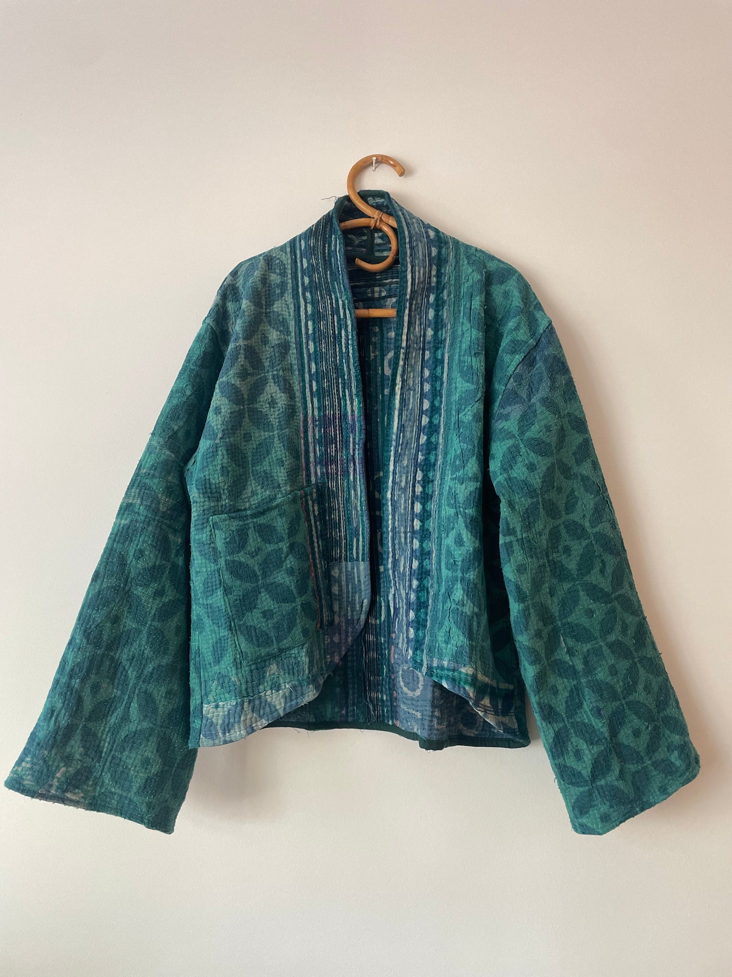 Reversible Indigo Kantha Kimono Haori Jacket 10