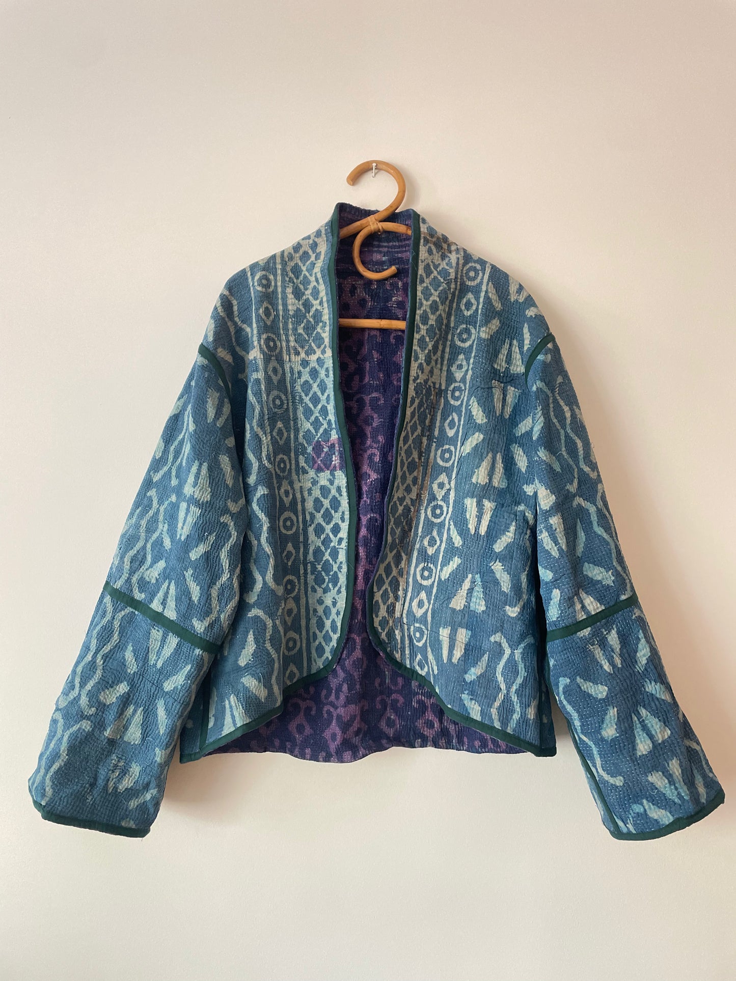Reversible Indigo Kantha Kimono Haori Jacket 11