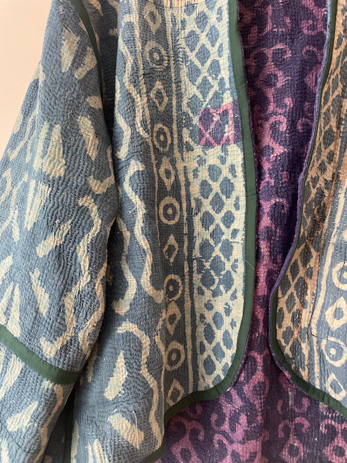 Reversible Indigo Kantha Kimono Haori Jacket 11