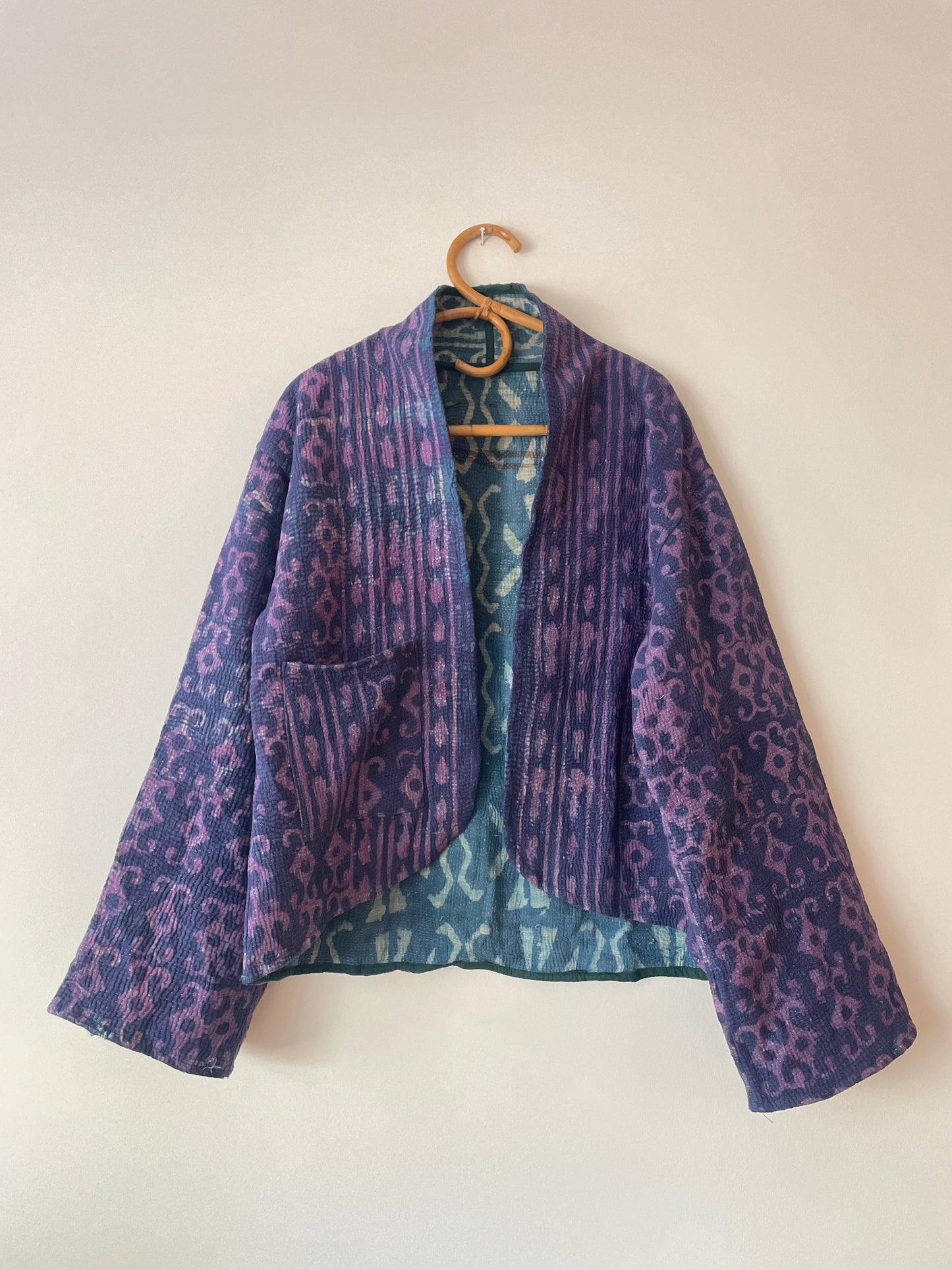 Reversible Indigo Kantha Kimono Haori Jacket 11