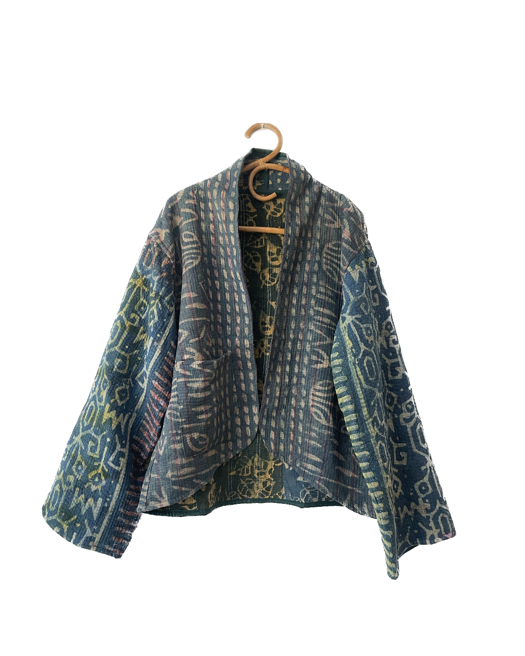 Reversible Indigo Kantha Kimono Haori Jacket 08
