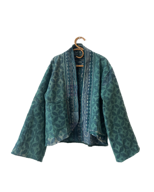 Reversible Indigo Kantha Kimono Haori Jacket 10