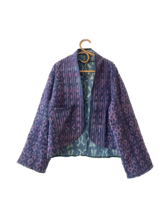 Reversible Indigo Kantha Kimono Haori Jacket 11